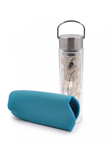 Thermos in vetro Tropical Garden con tappo a vite in acciaio inox - La Pianta del Tè negozio online