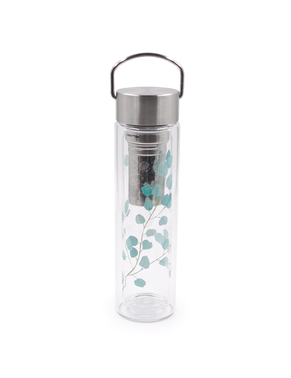 Thermos Blue Leaf in vetro con foglie celesti - La Pianta del Tè shop online