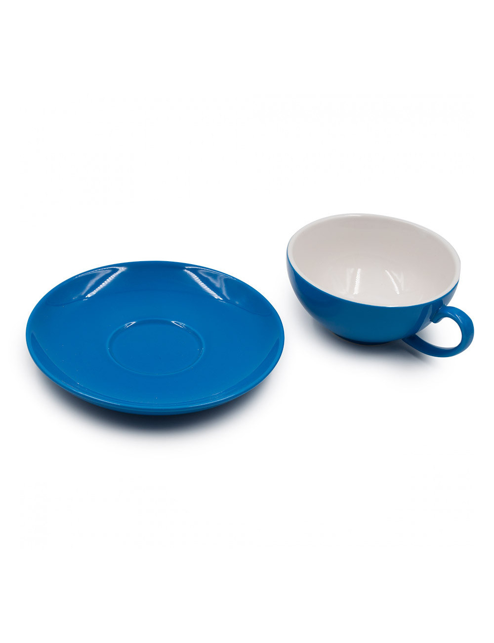 Tazza da Tè Color in Porcellana Azzurra con Piattino